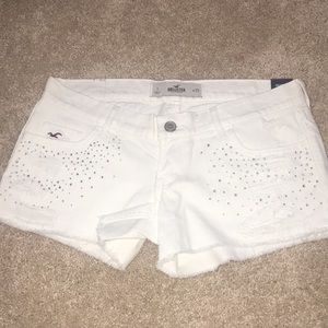 White bedazzled Jean Shorts